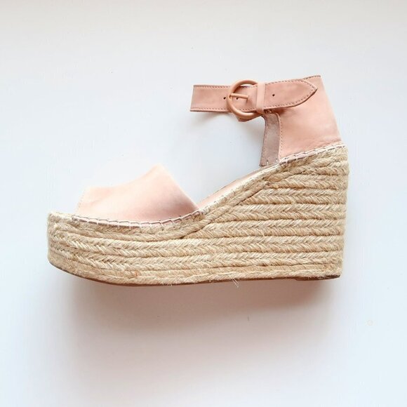 Marc Fisher Alida Pale Pink Platform Espadrille Ankle Strap Sandals Summer Shoes - Picture 3 of 15